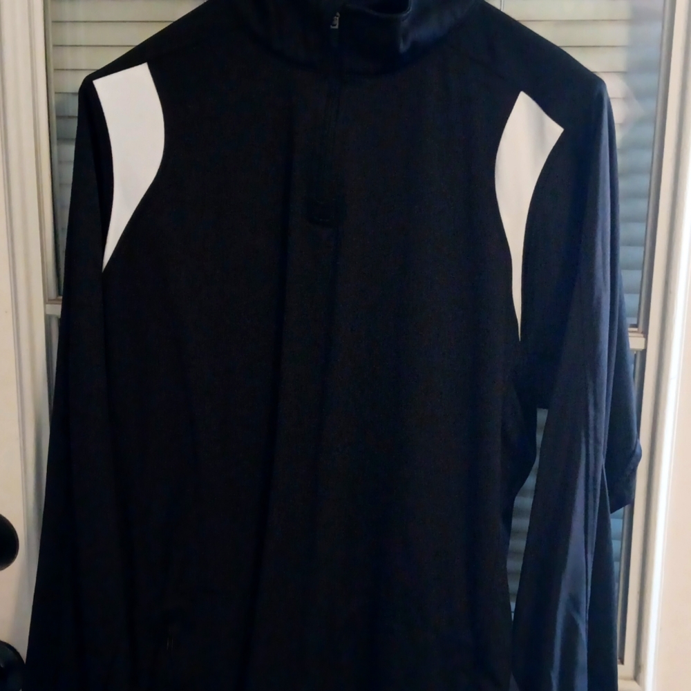 Team 365 Black Performance Jacket with White Shoulder Panels